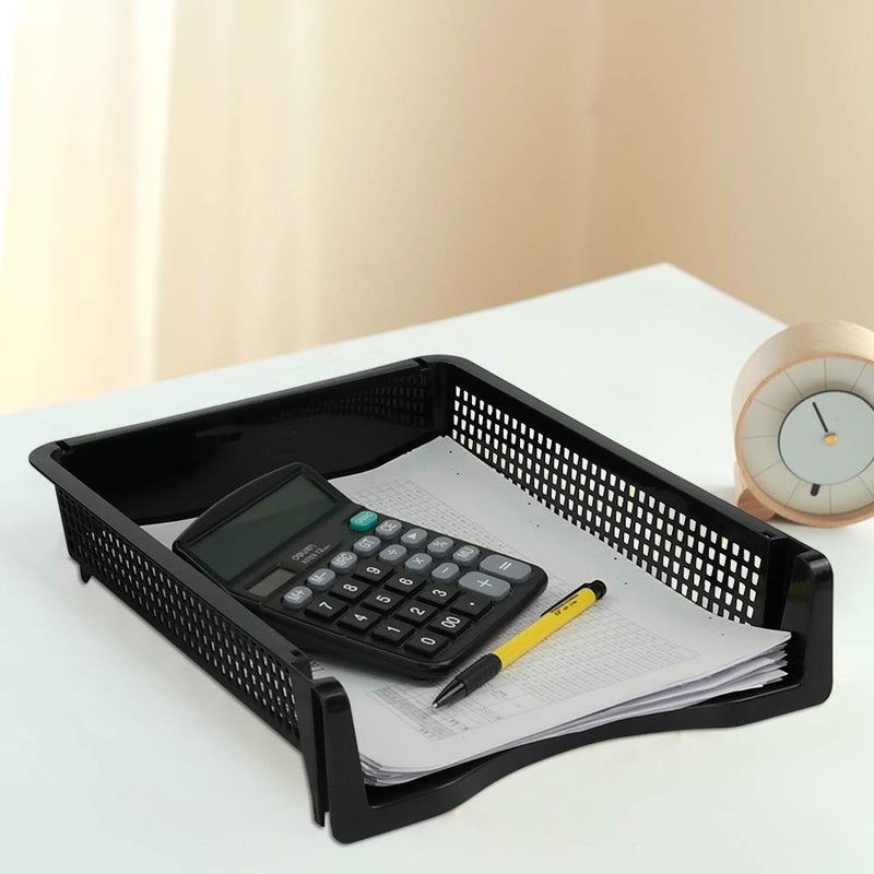 CadineUS Stackable Paper Tray Set of 6, Black Plastic Letter Tray Basket - Image 4